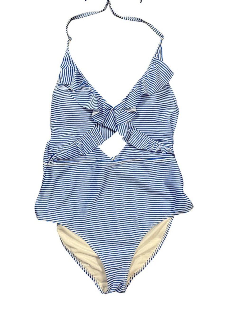 Aerie Ruffle Stripped One Piece Swimsuit Full Coverage Size XL